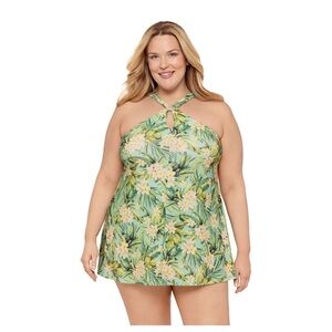 Tropical Floral Halter One-Piece Swimsuit